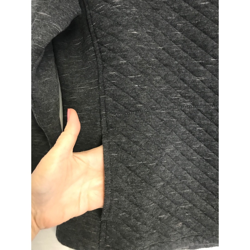 LL Bean Womens Small Petite Quilted Funnel Neck Pullover Charcoal‎ Gray Heather - Picture 4 of 6